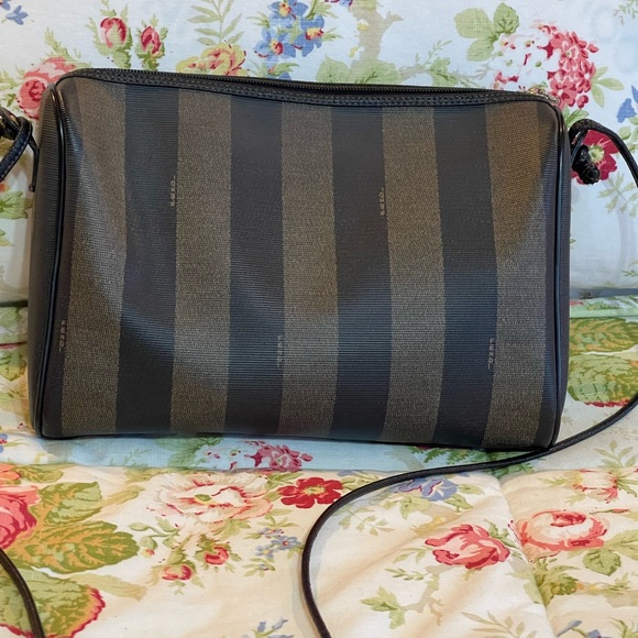 💵SOLD💵Authentic Fendi Pequin Canvas Crossbody Handbag - Picture 2 of 16